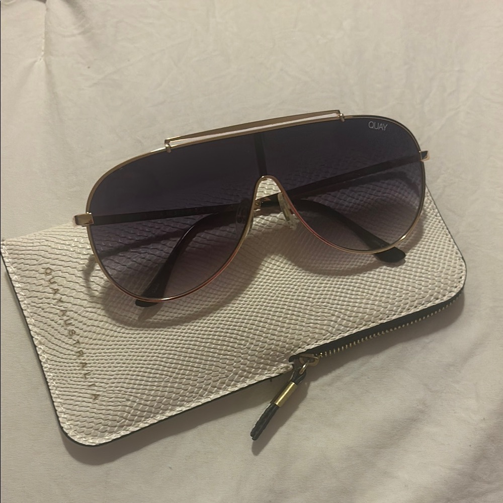 Quay Aviator Sunglasses with Case